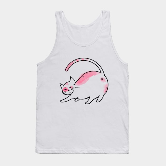 Pink Sassy Cat Tank Top by JenelleArt